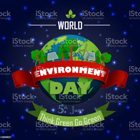 World Environment Day 5th June With Red And Green Ribbons Stock Illustration Download Image