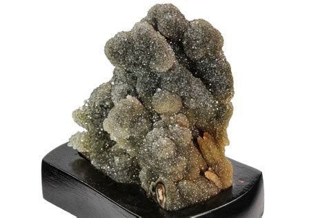 3 5 Silvery Druzy Quartz Stalactite Formation With Wood Base