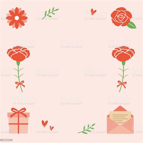 T Box Background Frame With Carnations And Roses Square Thumbnail