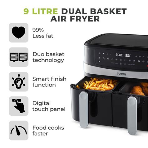 Tower Vortx 9l Dual Basket Air Fryer T17088 Joyces