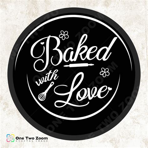 Baking Sticker Label Baked With Love Sticker Cake Bakery Label