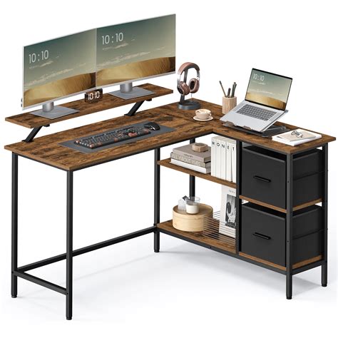 Vasagle Stand L Shaped Desk With 2 Spacious Drawers Corner Computer