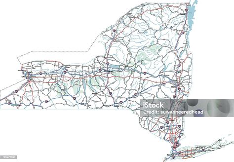 New York State Highway Map向量圖形及更多地圖圖片 地圖 紐約州 高速公路 Istock