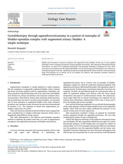 Pdf Cystolithotripsy Through Appendicovesicostomy In A Patient Of