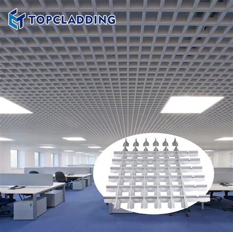 Restaurant Suspended Acoustic False Baffle Aluminum Metal Open Grid