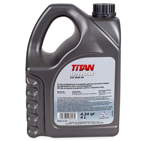 Трансмисионно масло, Fuchs Titan Supergear 80W-90, 4л - eMAG.bg