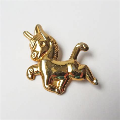 Coro Prancing Pony Brooch Donkey Pin Horse Lovers Gem