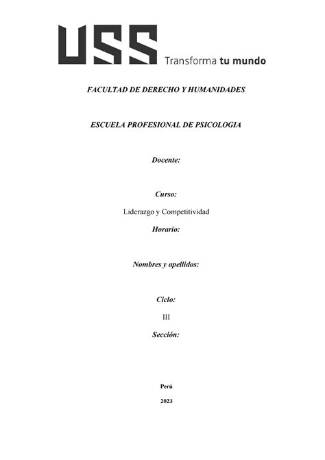 PAF Liderazgo Y Competitividad FACULTAD DE DERECHO Y HUMANIDADES