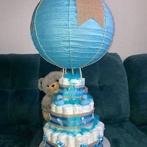 Hot Air Balloon Diaper Cake Baby Diaper Cake Baby Shower Centerpiece New Baby Gift Diaper