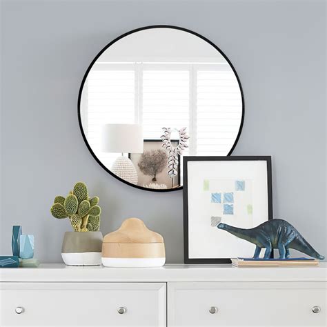 Neutypechic Black Circle Round Mirror Aluminum Alloy Frame Modern