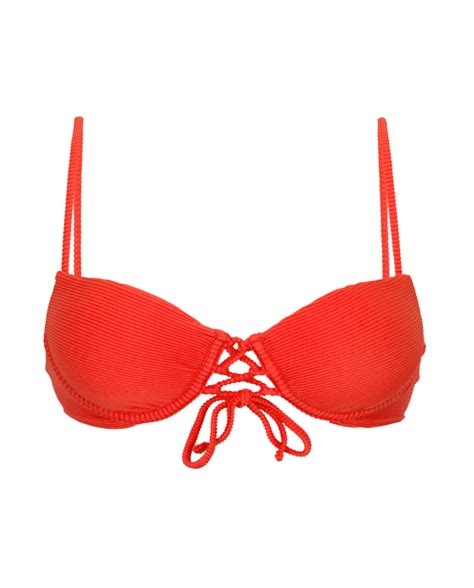 Reggiseno Bikini A Balconcino Push Up Rosso Testurizzato Top Cotele