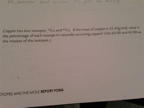 Solved Copper has two isotopes, ^63 Cu and^65 Cu. If the | Chegg.com