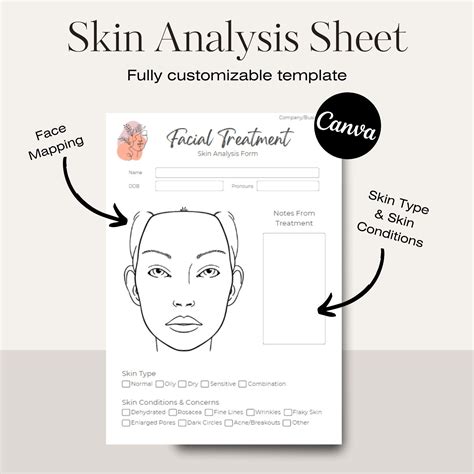 Skin Analysis Form Editable Facial Template Facial Treatment Form