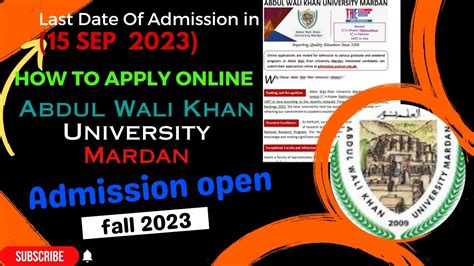 Abdul Wali Khan University Mardan Online Apply How To Apply