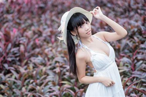 K Asian Dress D Colletage Legs Brunette Girl Bokeh Hd Wallpaper