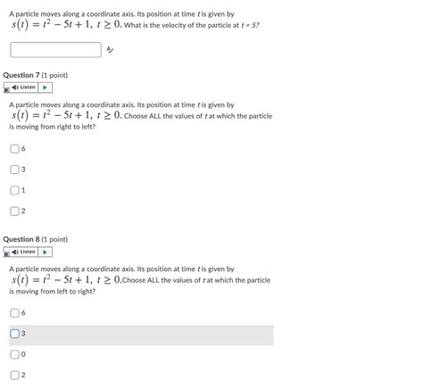 Solved A Particle Moves Along A Coordinate Axis Its