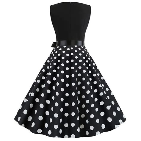 Black Polka Dot Summer Dress Women Vintage Pin Up Vestidos Robe Femme