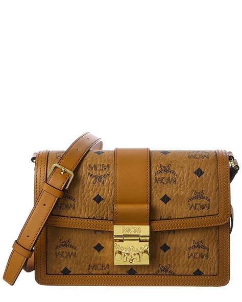 Mcm Tracy Medium Visetos Leather Shoulder Bag In Brown Lyst