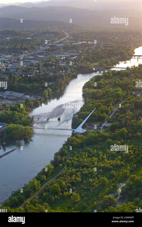 Aerial view of the Sundial Bridge, Redding, California Stock Photo - Alamy