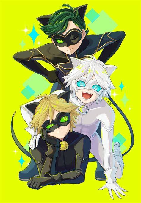 Adrien Agreste Chat Noir Chat Blanc And Chat Walker Miraculous Ladybug Drawn By Hm89509321