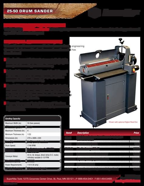 Supermax 25 50 Drum Sanderpdf