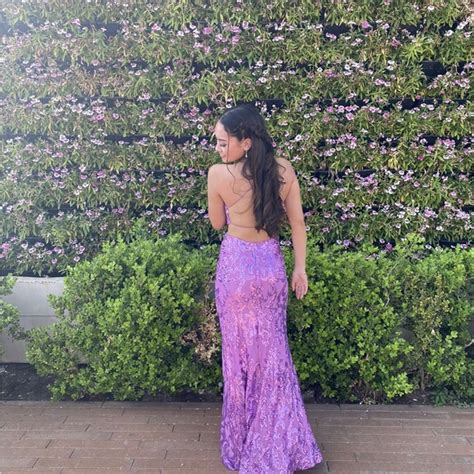 Windsor Dresses Windsor Purple Sparkly Prom Dress With Open Back