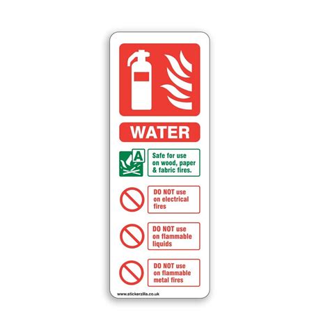 Water Fire Extinguisher Id Sign 75mm X 200 Adhesive Sticker 5 X