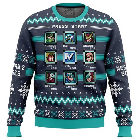 Mega Man 2 Bosses Ugly Christmas Sweater Anime Ape