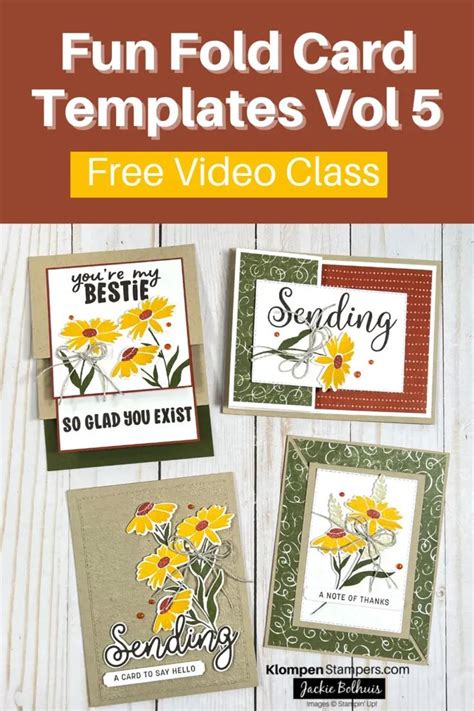 Four Cards With The Words Fun Fold Card Templates Vol Free Video Class