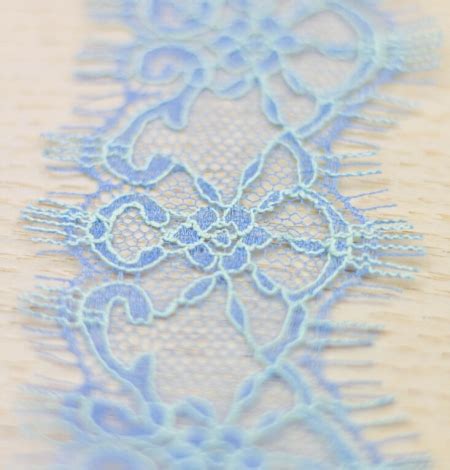 Blue With Greenish Yellow Chantilly Lace Trimming By Jean Bracq Lace