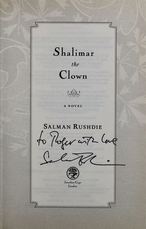 Shalimar the Clown by RUSHDIE Salman: (2005) | Maggs Bros. Ltd ABA ...