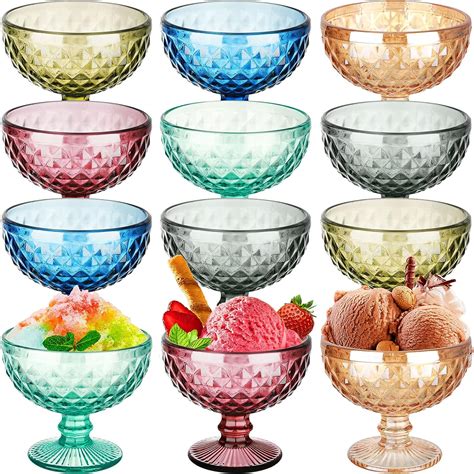 St Ck Ml Eiscreme Glasschalen Set Vintage Kristall Diamant Glas