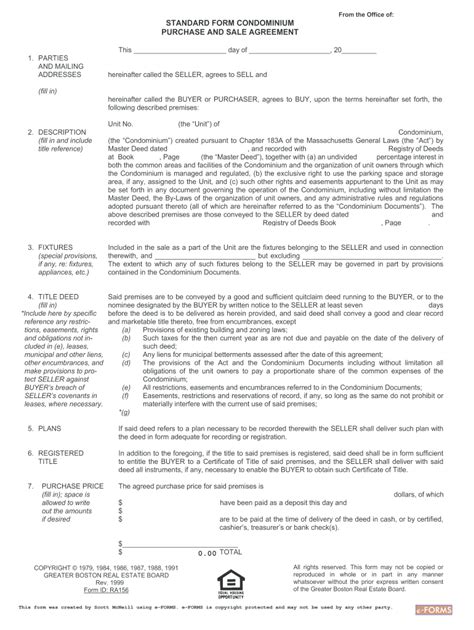 Condominium Purchase Agreement Fill Online Printable Fillable