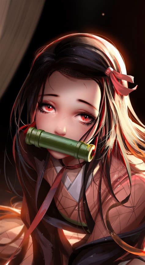 1440x2630 Beautiful Eyes Red Eyes Cute Kamado Nezuko Wallpaper