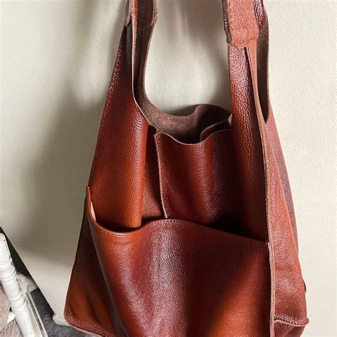 Braun Cognac Leder Tote Bag Slouchy Tote Cognac Handtasche für Frauen