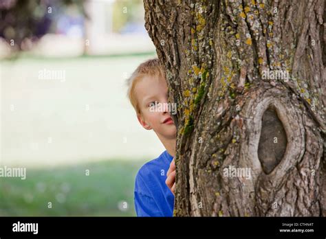 Niño Escondido Detrás De Un árbol Fotografías E Imágenes De Alta Resolución Alamy