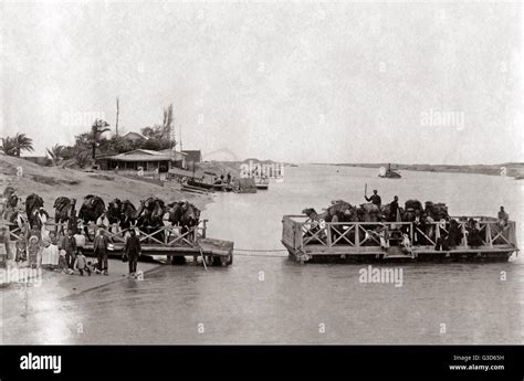 Crossing The Suez Canal Circa 1880s Stock Photo Alamy