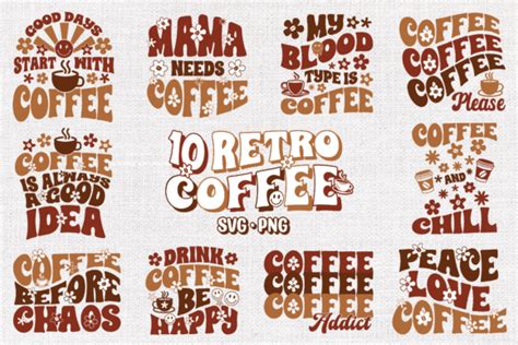 10 Retro Coffee Quotes Graphic By Lemonail · Creative Fabrica