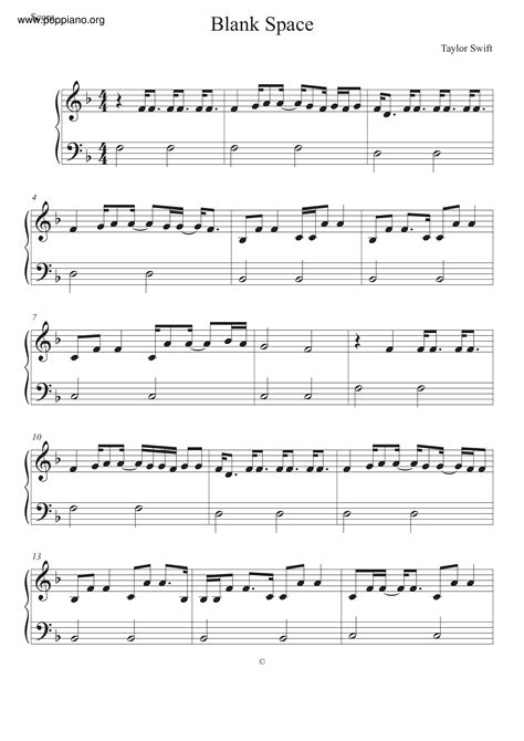 Taylor Swift Blank Space Sheet Music Pdf Free Score Download ★