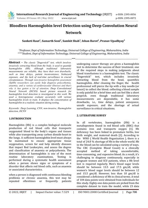 Bloodless Haemoglobin Level Detection Using Deep Convolution Neural