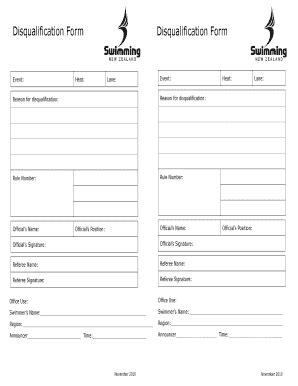 Fillable Online Disqualification Form Disqualification Form Fax Email