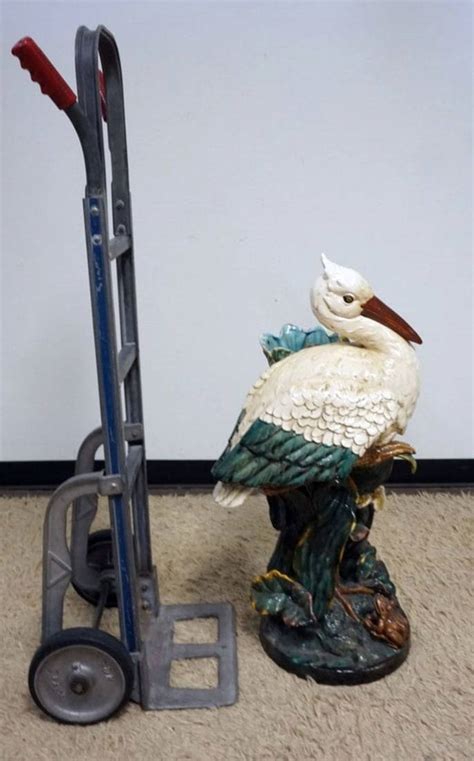 Large Majolica Stork Auction