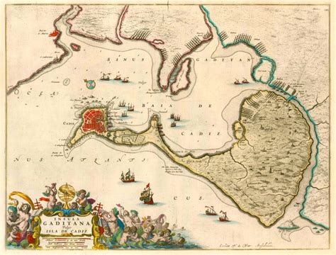 Antique Map Of Cadiz By F De Wit Sanderus Basis