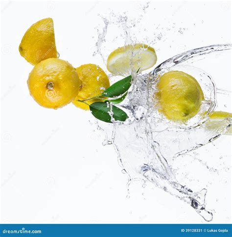 Fresh Lemon With Water Splash Stock Image Image Of Drop Blue 39128331