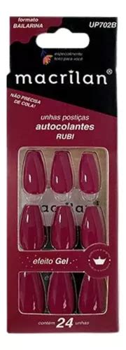 Unhas Postiças Autocolante Bailarina Up702b Rubi Macrilan