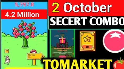 October Tomarket Daily Combo Today Tomarket Secret Combo Today