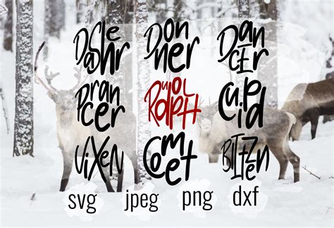 Reindeer Names Santas Reindeer Graphic By Kaela Batson Designs