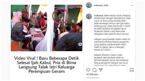 Viral Suami Talak Istri Tak Lama Setelah Ijab Kabul Pernikahan