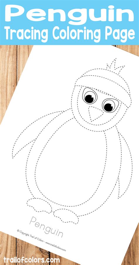 Penguin Tracing Coloring Page - Trail Of Colors