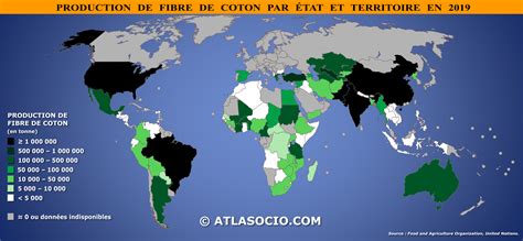 Carte Du Monde Production De Fibre De Coton Par Tat Atlasocio